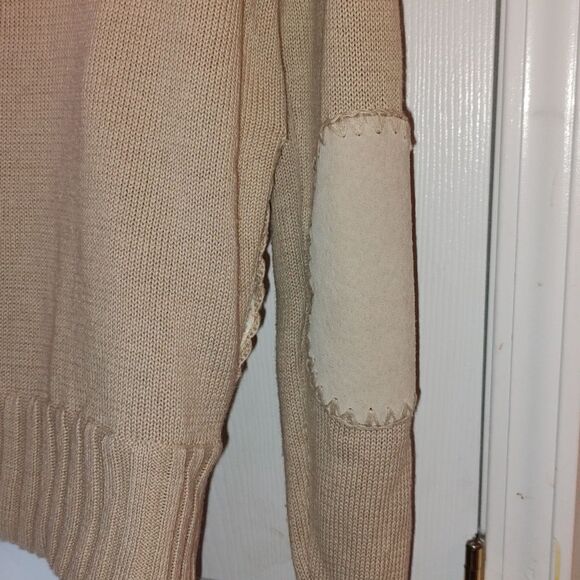 KIKIT  tan leather zipper front sweater jacket  Sz S - Picture 6 of 7